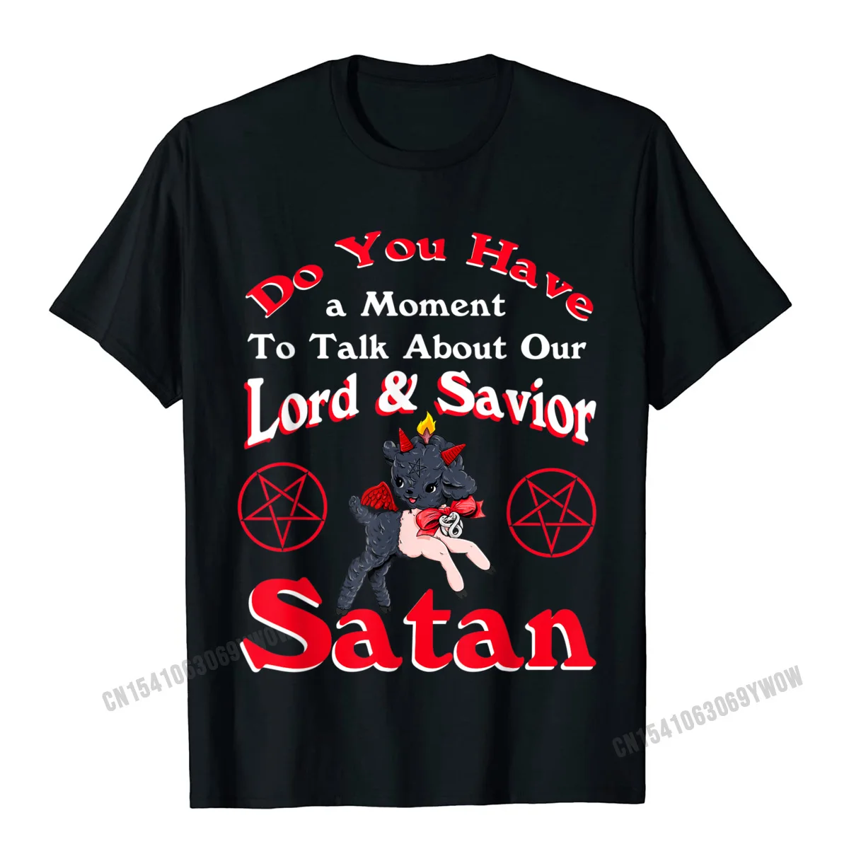 Satan Pentagram Funny Satanic Cute Baphomet Goat Occult T-Shirt Camisas Men Top T-Shirts For Men Tops Shirts Fashion Summer