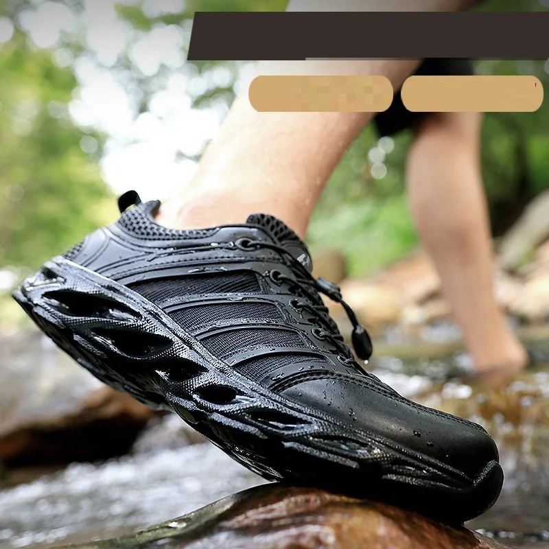 Men Amphibious Shoes Rock Reef Fishing Non-slip Sea River Stream Wading Mesh Sneakers Outdoor Rubber Sole Large Size Hiking Cool
