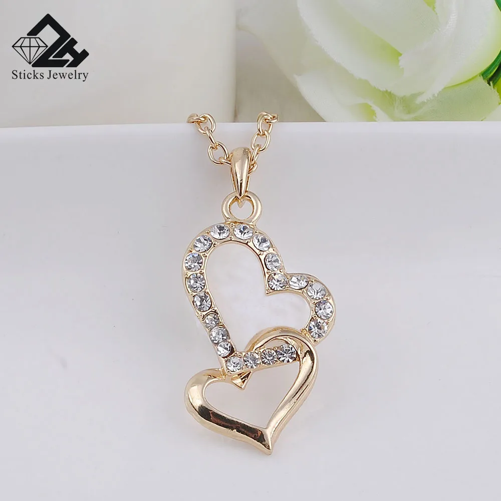 Necklace for Women Fashionable Gold Color Heart Shape Pendant Opal Zircon Charm Chain Pingente Female Jewelry