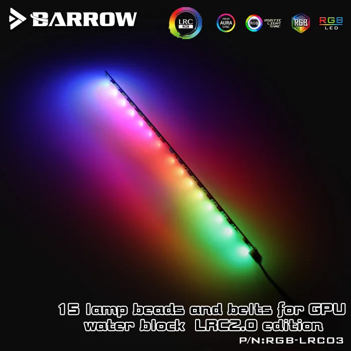 Barrow water cooling LRC2.0 5v 3pin Multi colour led strip（Special for GPU Block）Aurora 15 lamp beads RGB-LRC03