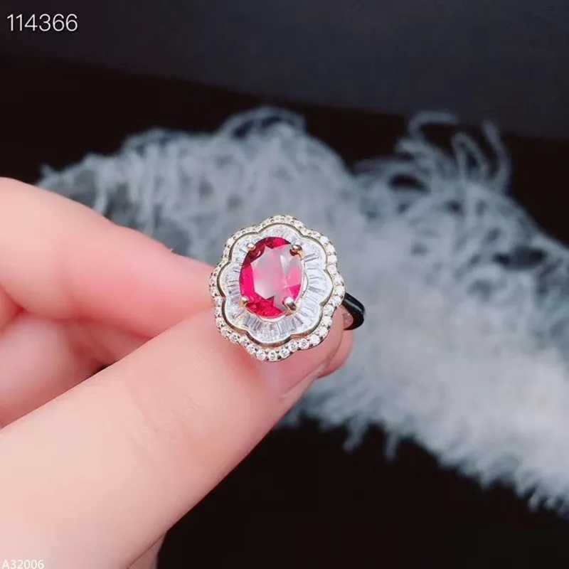 925 sterling silver nKJJEAXCMY atural pink topaz pure body female ring charming big gem luxury support testing