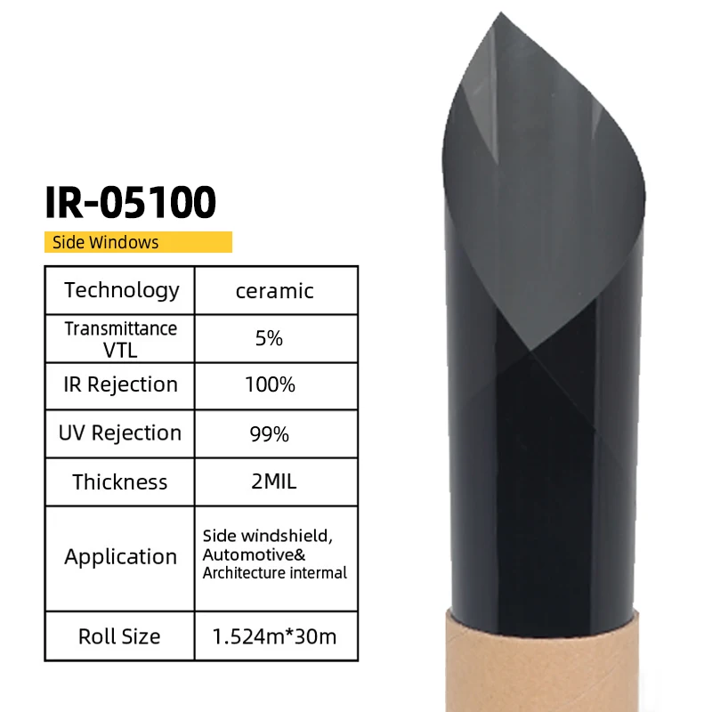 VLT5 % IRR100 % pellicola oscurante per vetri in nanoceramica solare a trasferimento termico IR di alta qualità