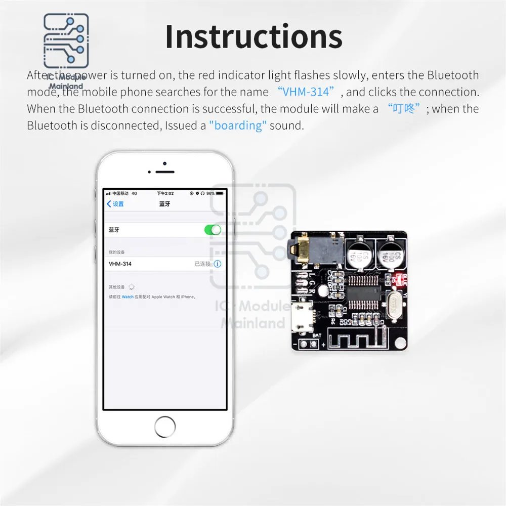 VHM-314 Bluetooth 5.0 Modul Penerima Audio MP3 Papan Dekoder Lossless 3.7-5V Papan Amplifier Decoding Musik Stereo Nirkabel