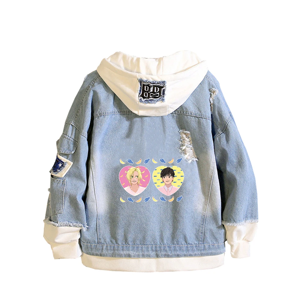 BANANA FISH Demin Jacket Anime Jeans Hoodies Ash Lynx Long Sleeve Women Sweatshirt Harajuku Boys Streetwear Couple Clothes view 4
