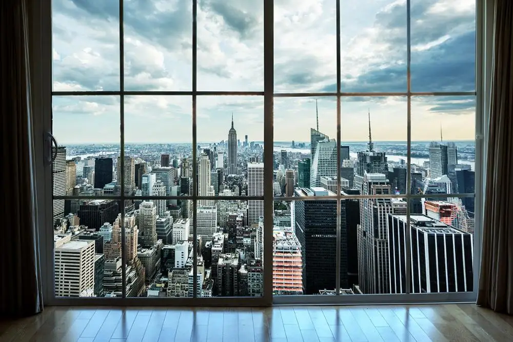 Capisco Office Glass French Window City Building Landscape Scene Photography Backgrounds Photographic Backdrop For Photo Studio