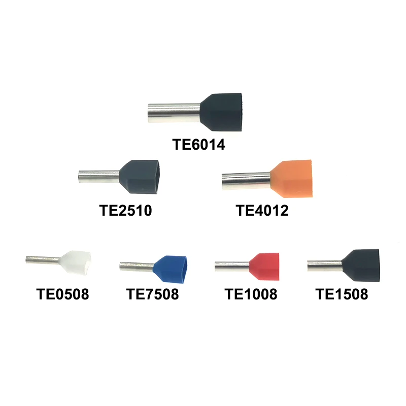 Double Line Tube Insulated Crimp Terminal Kit TE0508~TE6014 Dual Wire Terminales Connector Cable Ferrule 0.5~6mm2 380Pcs/Lot