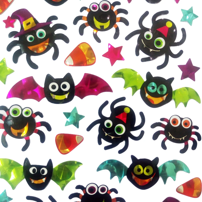 All Saints' Day Theme Spider Bat Pentagram Sticker Arachnid Vampire Stickers Children Halloween Prop Dress Up Tools Ornaments