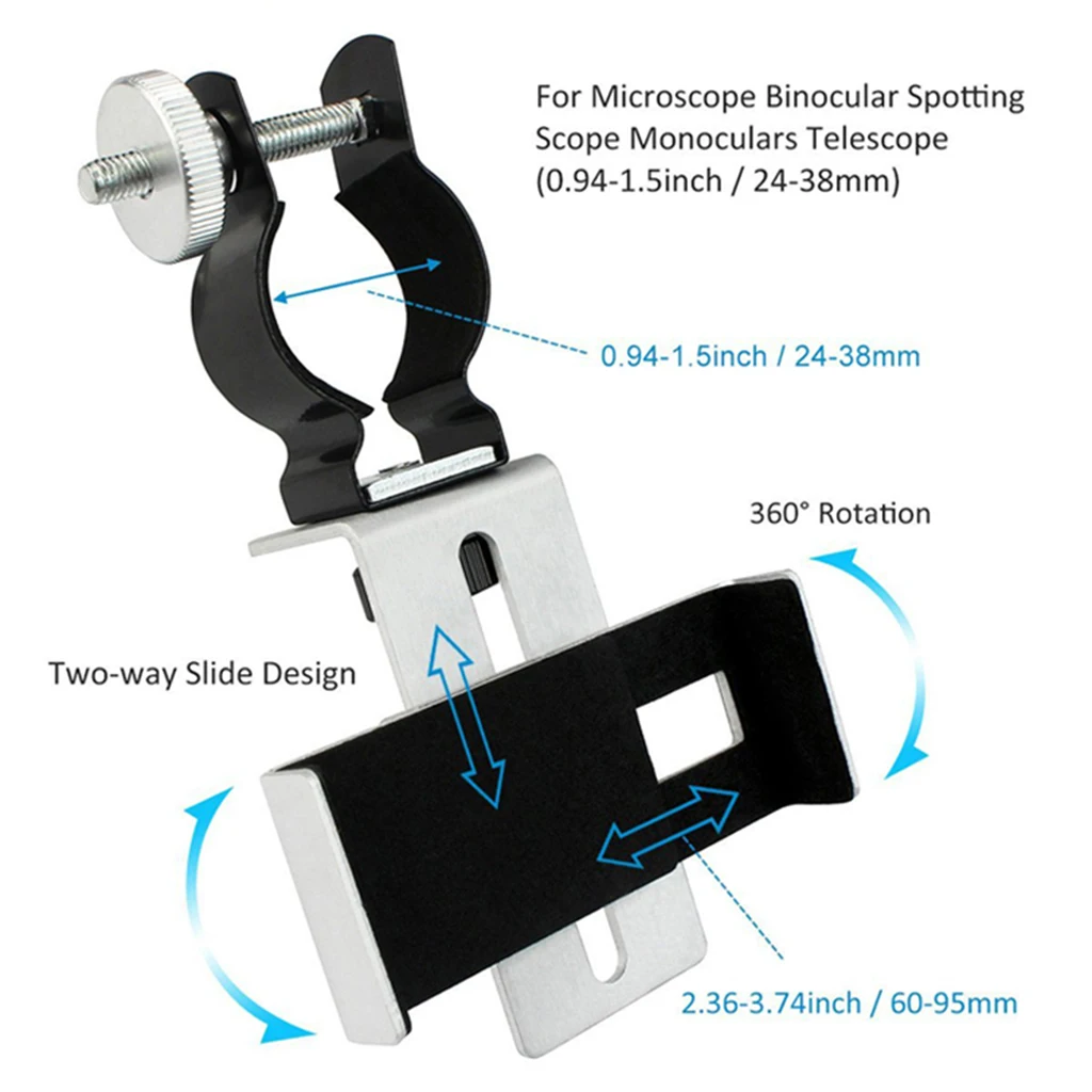 Telescope Smartphone Adapter Mount Bracket Clip Binocular Spotting Scope