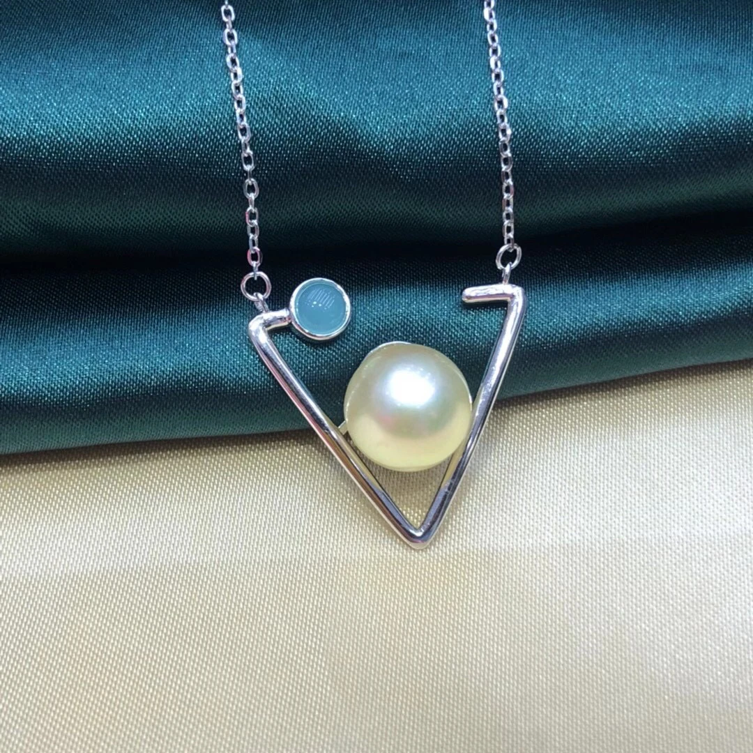 

Triangle S925 Sterling Silver Necklace Findings Jewelry Base Settings Mountings Parts for Akoya Edison Pearls, Coral, Jade