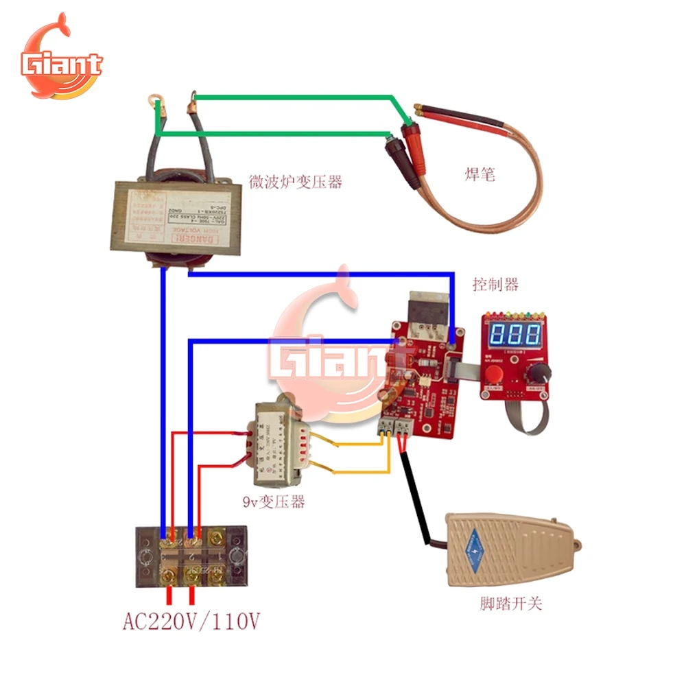 NY-D02 Double Pulse Encoder Spot Welding Machine Time Digit Module Control Panel Plate Adjustable Current Controller 40A 100A