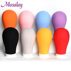 Colorful Printed Flower Canvas Head Covered Block Mannequin Wig Stand Head 21-23inch Used For Wig Making Stocking And Display