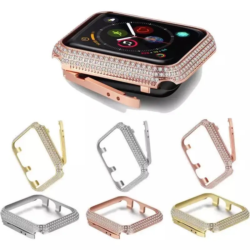 Metal Diamond case For Apple watch 654SE 44mm 40mm crystal diamond protective case For iwatch 3 42mm 38mm Stainless steel Cover