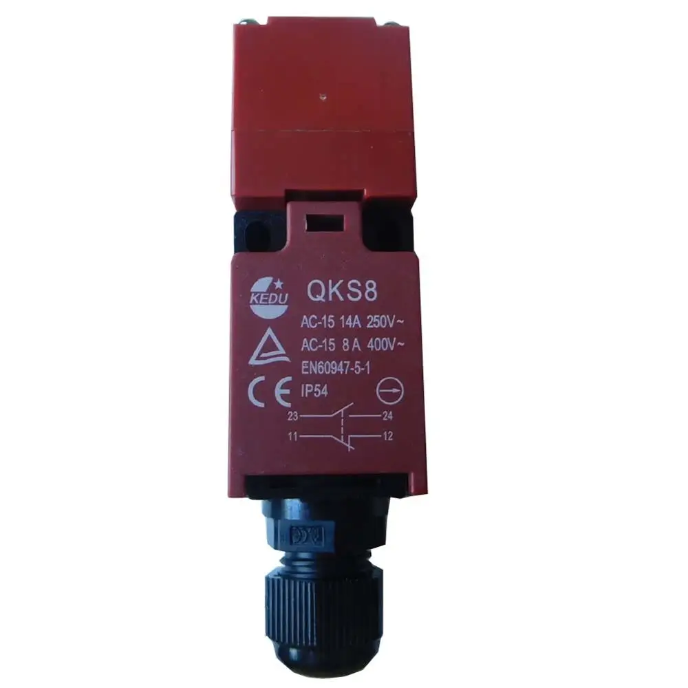 KEDU QKS8 interruptor de bloqueo de seguridad interruptores de límite de seguridad para puerta de seguridad AC 250V 14A 400V 8A 2NO 1NO + 1NC IP54 CE