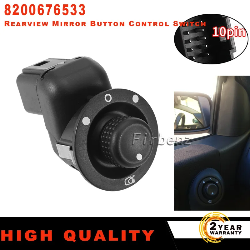 For Renault Laguna II Megane 2 Scenic 2 New 1Pc Mirror Control Switch 10 Pins Black 8200676533 8200109014 109014 Car Accessories