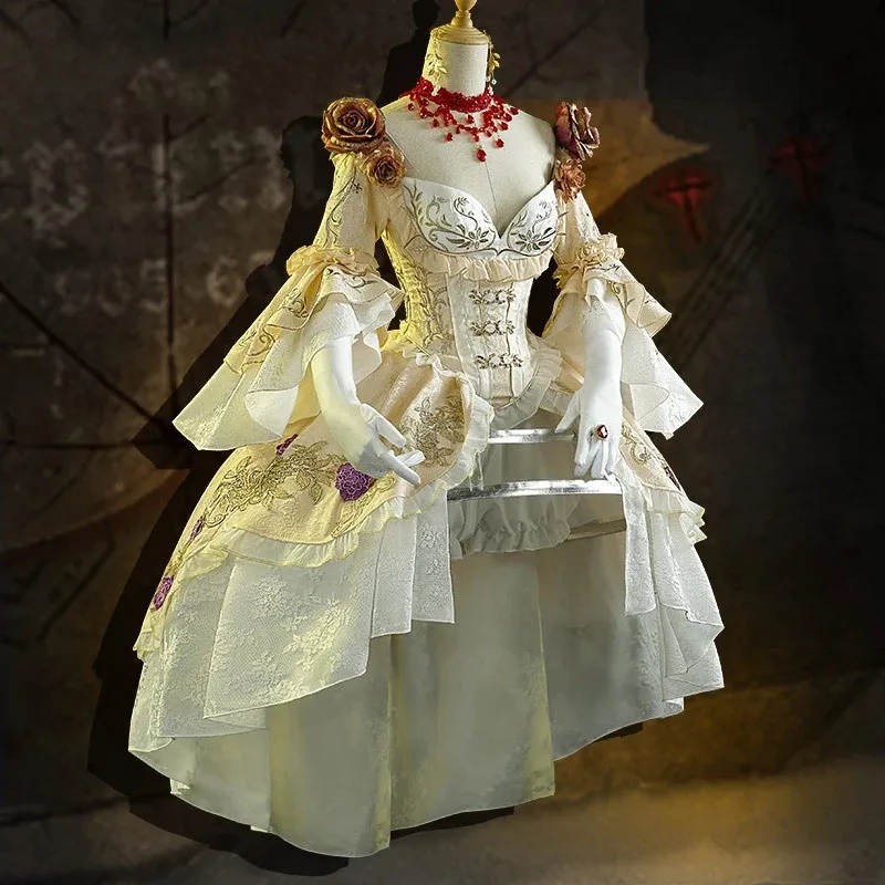 

COSLEE Game Identity V Mrs. Red Madame Red Blood Feast Marie Game Palace Dress Elegant Cosplay Costume Halloween Party Outfit Fo