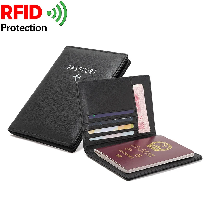 Good Quality Shielding Rfid NFC Passport Wallet Protect Credit Card Holders Multi-function Unisex Leather Travel Passport Covers