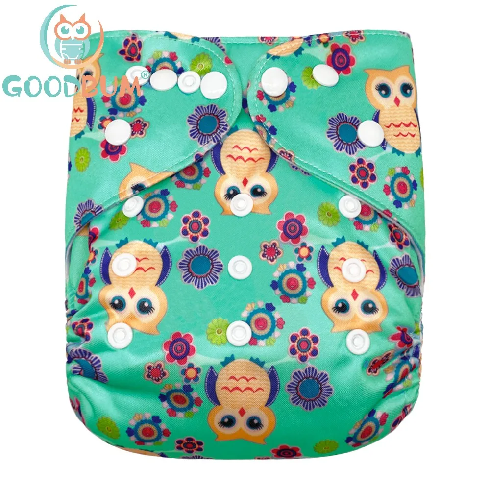 

Goodbum Washable Woodpecker Printed Cloth Diaper Double Row Snaps Cloth Nappy For 3-15KG Baby Diaper