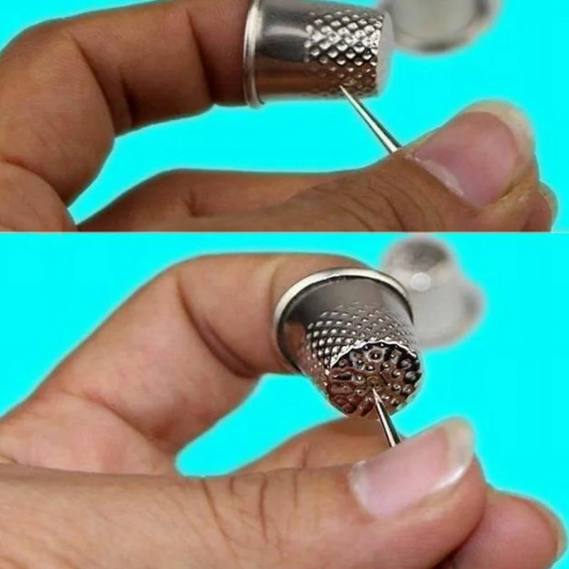 3 Pcs ditali strumento per cucire su misura impugnatura in metallo argento protezione per scudo per dita Pin ago lavoro manuale cucire accessorio macchina
