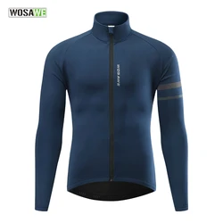 WOSAWE Men'sThermal Winter Cycling Jacket Fleece Lining Long Sleeve Jersey Windproof Running Riding Ciclismo Cycling Clothing