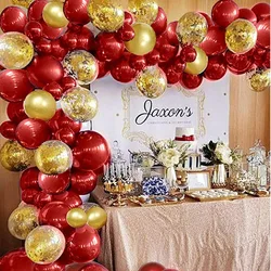 106pcs Red Gold Balloons Garland Arch Kit for Birthday Wedding Bridal Shower Bachelorette Baby Shower Party Balloons Decoration