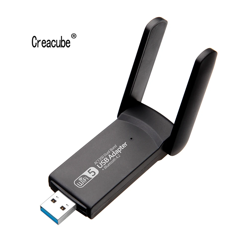 

Creacube 1300M USB WiFi Adapter Bluetooth-Compatible 4.2 Adapter 5G Wireless USB WiFi Receiver Network Card Transmitter For PC