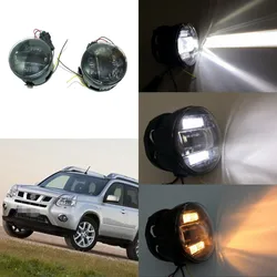 6000k 3000LM LED Fog Lamp Case for Nissan X-trail T31 2007.09-2014, 20W Lens Fog Lamp + 6W White DRL+ 4W Yellow Turn Signals
