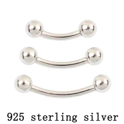 925 sterling silver Eyebrow nails 16G 1.2mm unisex classic body piercing jewelry fine real S925 Balls and Arc rod ONE PIECE