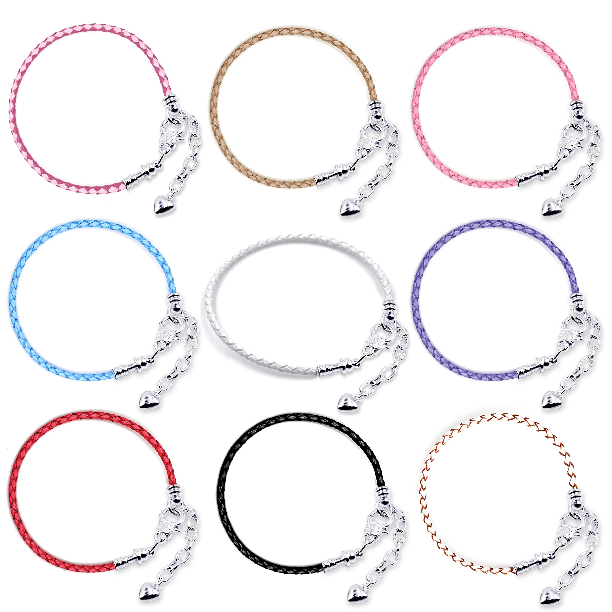 DINGLLY 11 colors Woven leather Lobster buckle Bracelets Fit Original boys girls Children wristband Bracelet For Women Jewelry