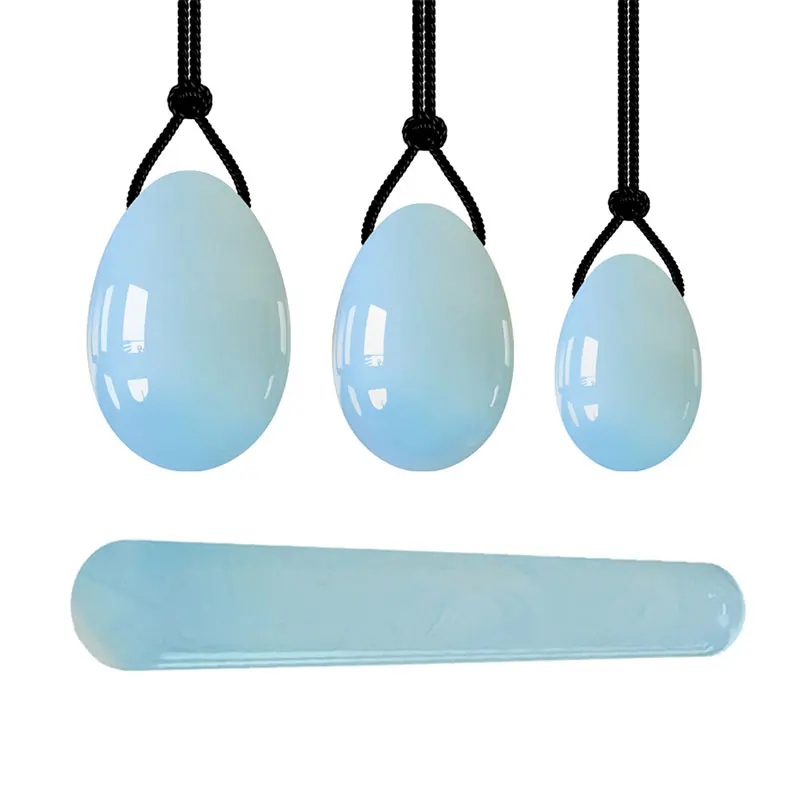 Rose Quartz Yoni Egg Vaginal Massage Stress Balls Women Kegel Exercise Hay Geisha Ball Yoni Wand Set Vaginal Tightening Jade Egg