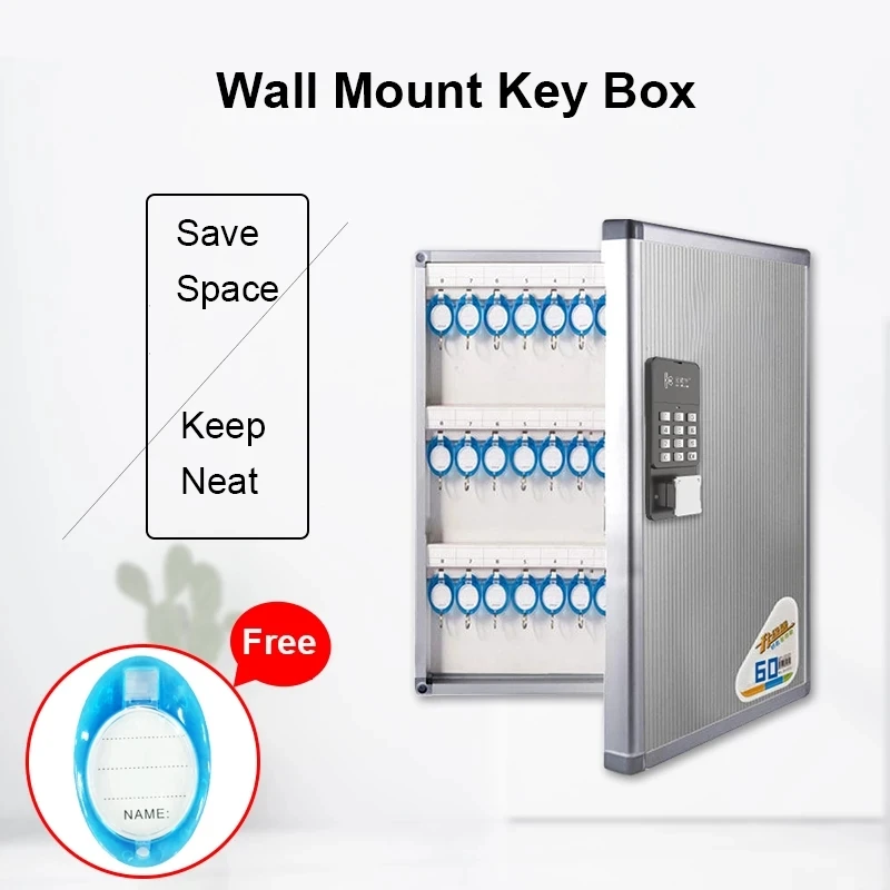 Smart Key Box Home Control Aluminum Alloy Key Cabinet Wall Mounted 32 Solt Key Management