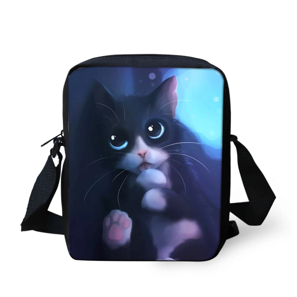 Fantasia Gatos Imprime Bolsa Crossbody para Mulheres, Meninas Cross Body Bags, Kawaii Animal Design, Mini Flaps Bolsa