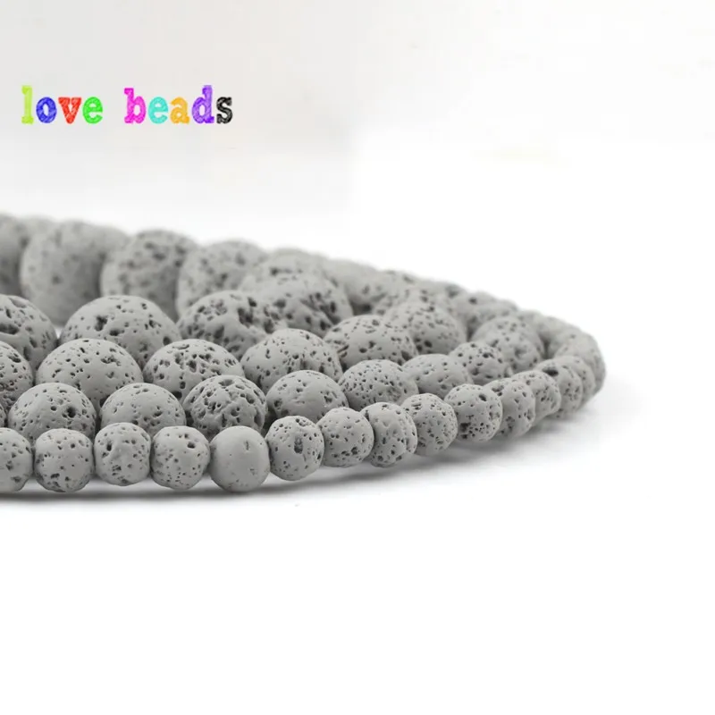 4/6/8/10mm Natural Grey Hematite Lava Stone Round Beads Spacer Loose Matte Beads For Jewelry Making Diy Bracelet Necklace 15\