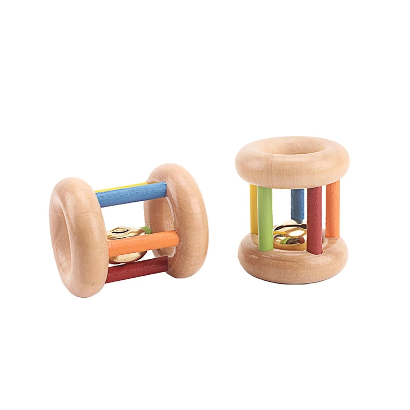 Baby Music Toy Wood Rolling Cage Bell Coloful Rattles & Mobiles Early Developmental Sound Infant & Toddler Musical Toys Boy Girl