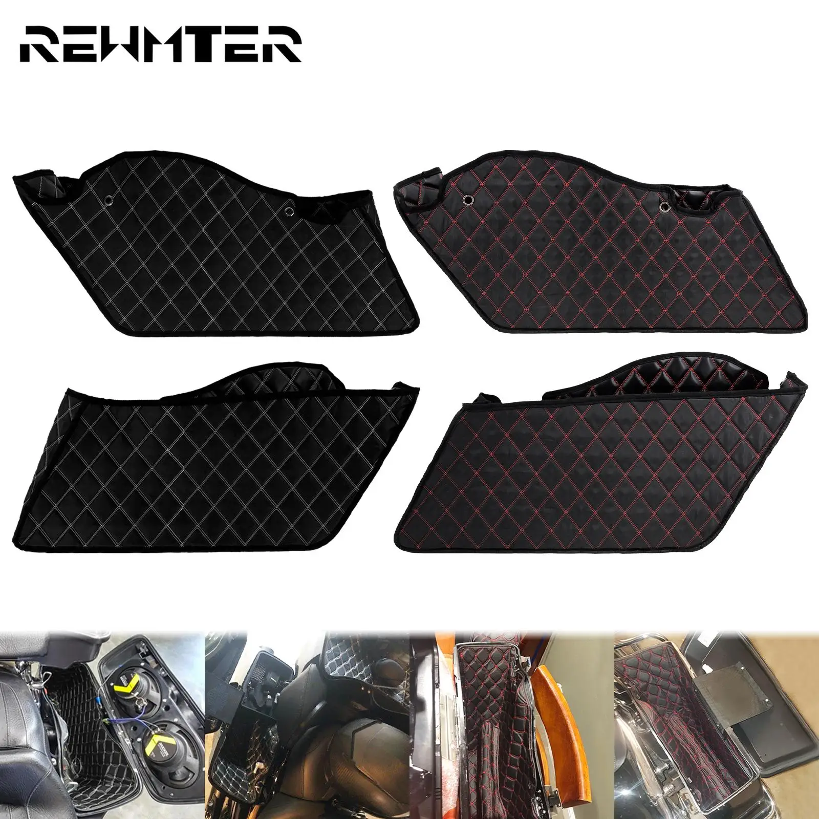 

Motorcycle Thread Extended Bags Saddlebag Insert Carpet Liner 2PCS For Harley Touring Road King Ultra Street Glide FLHX 14-2021