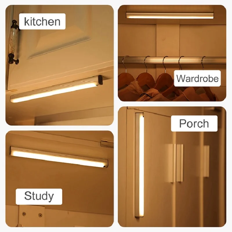 Wireless Hand Sweep Sensor Under Cabinet Light USB Rechargeable LED Closet Light Dimmable Night Light For Wardrobe Kitchen Stair