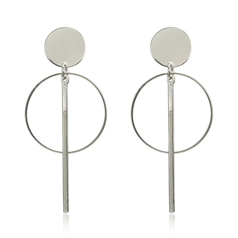 Women's Gold Plated Geometric Big Round Clip Earrings
