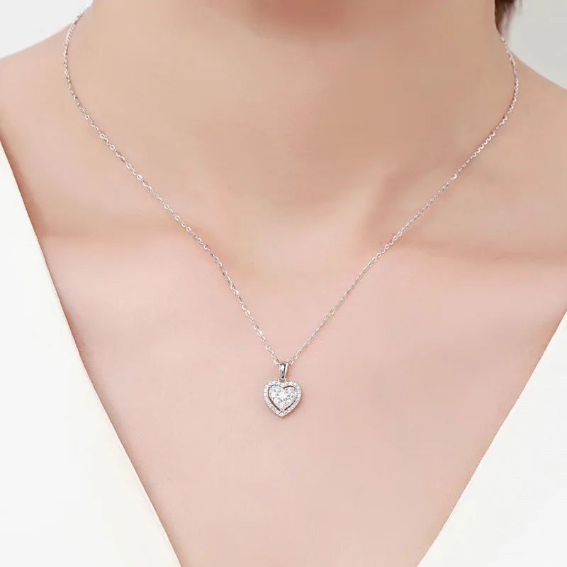 luxury Big Heart CZ Women Pendant sterling silver 925 Necklaces Simple Versatile Female Party Gift Daily Wear Statement Jewelry