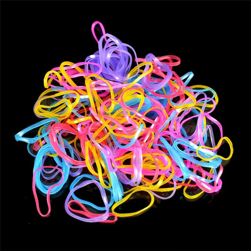 1000Pcs Gemengde Kleuren Elastiekjes Kleine Cirkel Sterke Elastische Rubberen Band Meisjes Haar Touw Briefpapier Houder Band Kantoorbenodigdheden