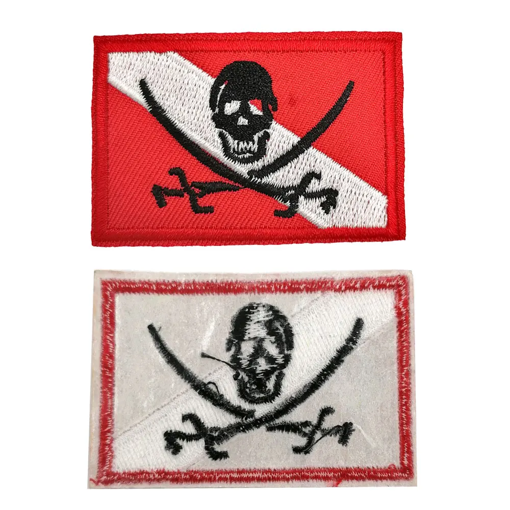 Scuba Diving Flag Patch Diver Down Flag Badge Diving Gift Embroidered Iron-On Patch For Diver Gear Bag backpack Clothes Hat DIY