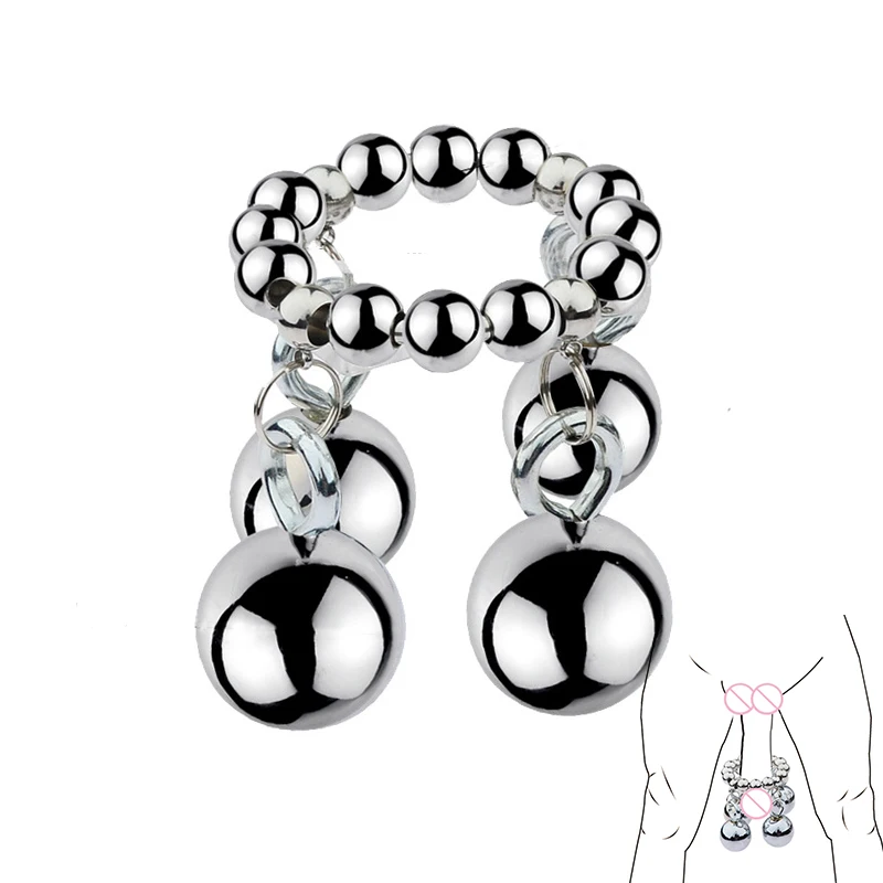 New Metal Ball Hanger Penis Cock Ring Male Chastity Sex Toys Penis Ring For Men Weight Stretcher Penis Extender Enlargement 18