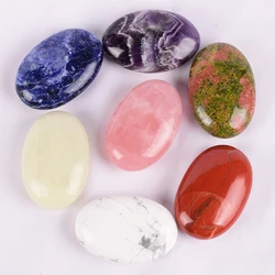 6*4 CM Natural Massage Stones Colored Set 7 PCS Healing Palm Hot SPA Crystal Beauty Health Care Tool Chakra Energy