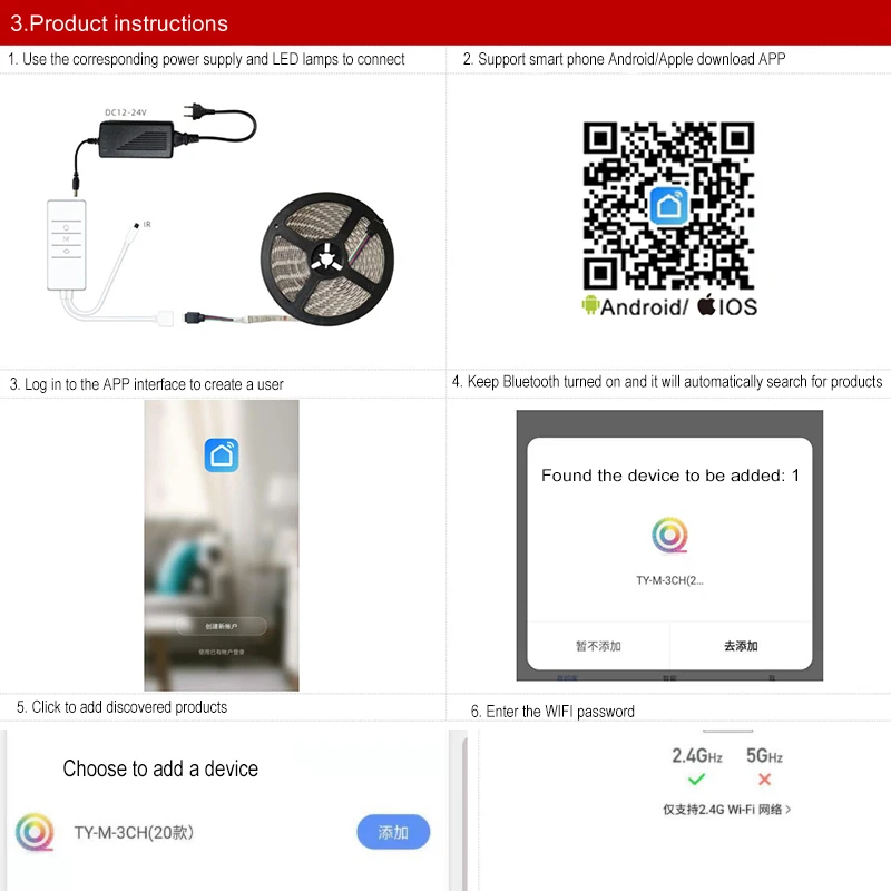 New Tuya Smart Life 24 Key RF Remote Controller APP 12-24V Wifi RGB LED Light Strip Wireless Dimmer Smart Home with Alexa Google