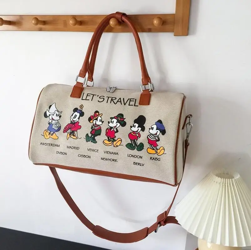 Disney Mickey cartoon torebka brezentowa Minnie damska męska torba o dużej pojemności na ramię