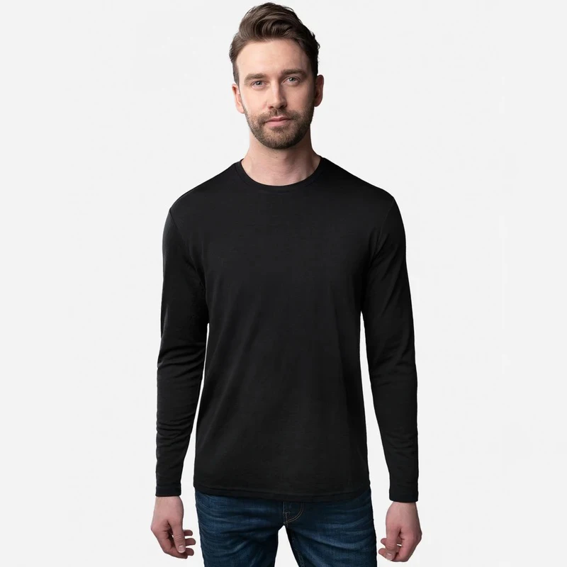 100% Merino Wool men long sleeve T Shirt Thermal Base Laye Wool Shirt 200gsm Wicking Breathable Anti-Odor