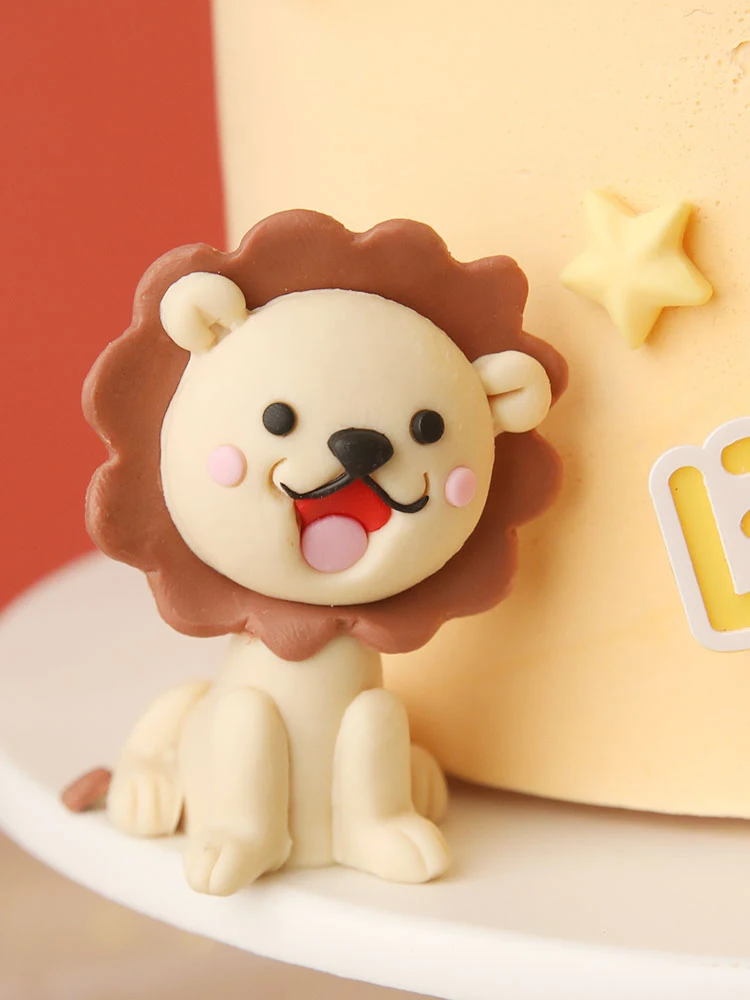 Woodland Amimals Happy Birthday Cake Toppers Yellow Cake Decor Forest Lion LEO Constellation Happy Birthday Party Decor Kids