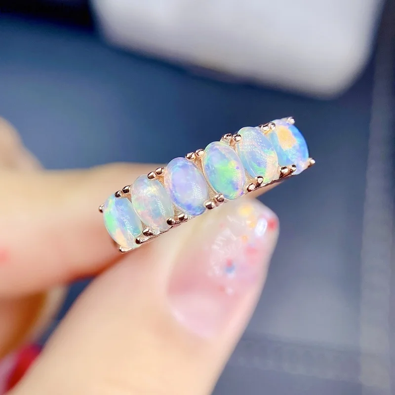 Natural Opal Woman Rings Change Fire Color Mysterious 925 Silver Various Color Gemstones  Engagement Rings for Women