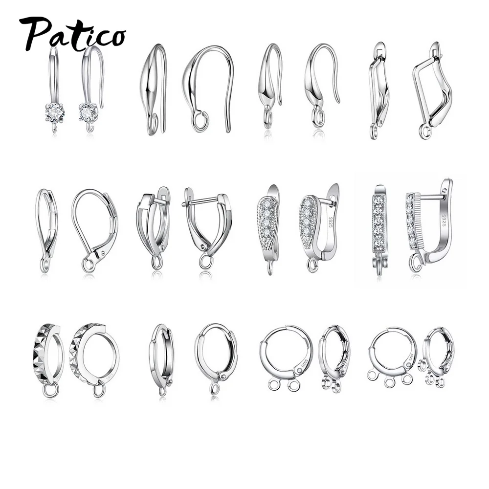 12 Pairs Lots 925 Sterling Silver Earring Conponents Bluk Items Wholesale Jewelry Making Supplies High Quality