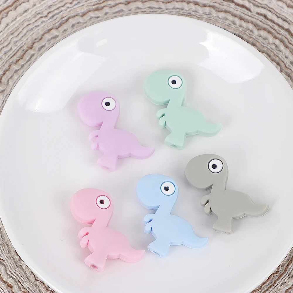 

TYRY.HU 10 шт. мини-динозавр силиконовые бусины детское жевательное ожерелье крошечный стержень зажимы для соски бусина без BPA детские молярные аксессуары