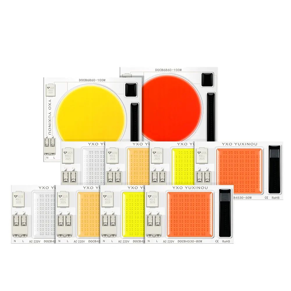 1 Buah Chip Tanaman LED COB DC 220V 50W 80W 100W LED COB Spektrum Penuh 370nm-840nm untuk Tanaman Dalam Ruangan dan Bibit Bunga