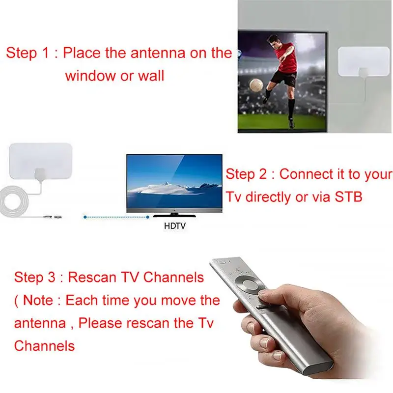 1080p Antenna Home Hotel TV Digital HD Indoor Aerial 200 Miles Range Indoor Digital Antenna